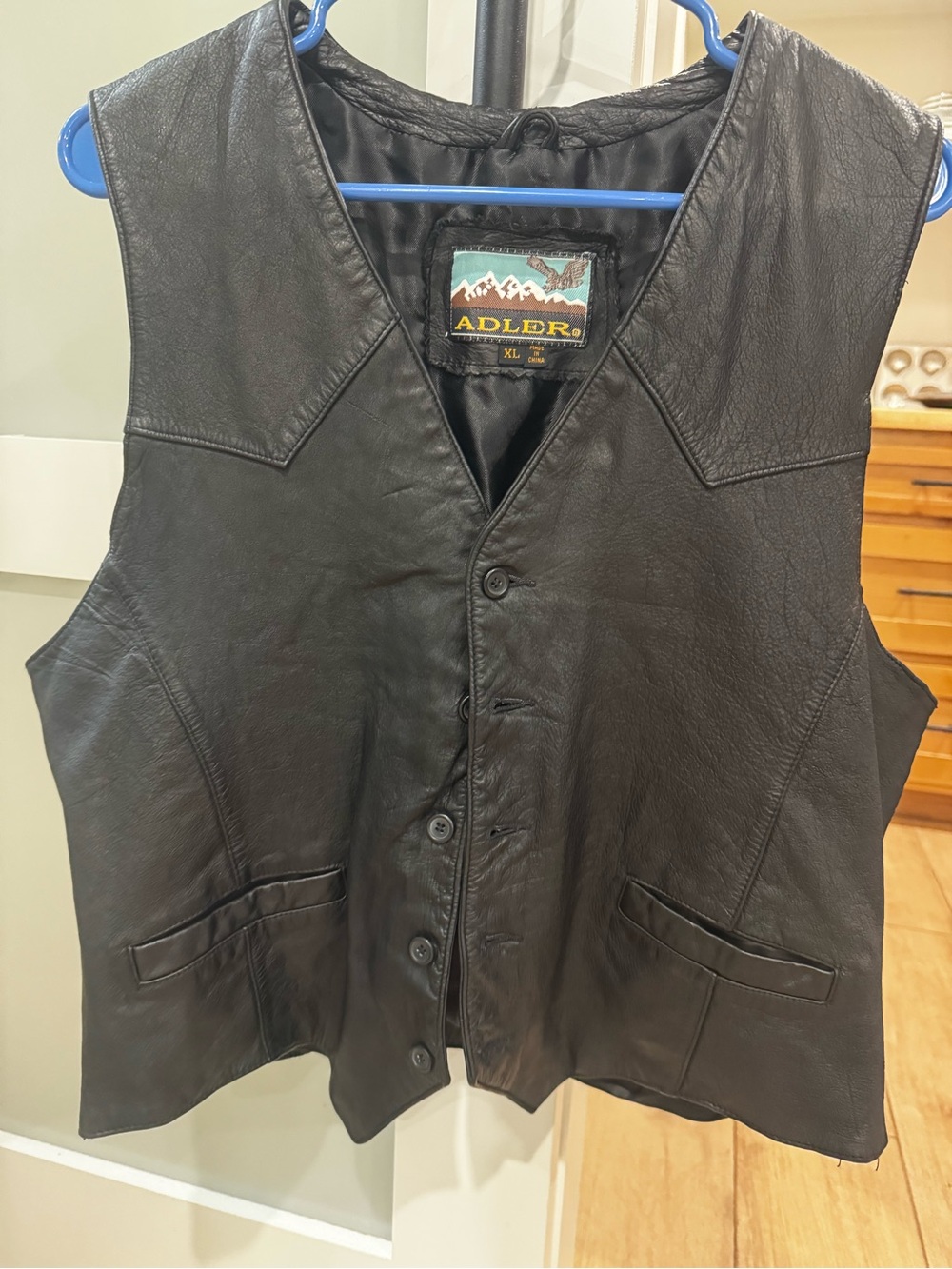 Vintage 90s Adler Genuine Black Leather Western Biker Vest - Men's XL